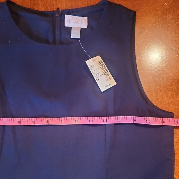 The Children’s Place Uniform Sleeveless Knee Length Bow Dress Size 16 Navy Blue - Picture 3 of 7